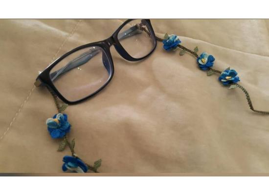 Eyeglasses Holder Strap Cord String Holder|OYA Art Crocheted  Chain Necklace| Red / Yellow 